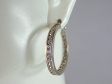 Load image into Gallery viewer, Womens Vintage Estate Sterling Silver CZ Hoop Earrings 5.5g E2578