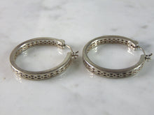 Load image into Gallery viewer, Womens Vintage Estate Sterling Silver CZ Hoop Earrings 5.5g E2578