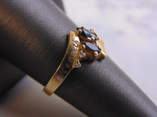 Load image into Gallery viewer, Womens Vintage Estate 14k Yellow Gold Sapphire &amp; Smoky Quartz Ring 3.9g E2592