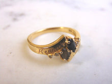 Load image into Gallery viewer, Womens Vintage Estate 14k Yellow Gold Sapphire &amp; Smoky Quartz Ring 3.9g E2592