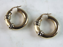 Load image into Gallery viewer, Womens Vintage Estate 14K Yellow Gold Modernist Hoop Earrings, 8.1g E2620