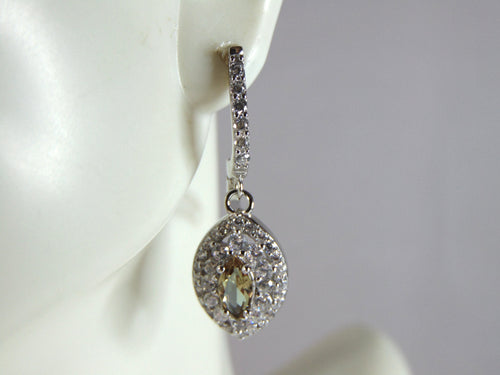 Womens Estate Sterling Silver Citrine Dangle Earrings 5.5g E2648