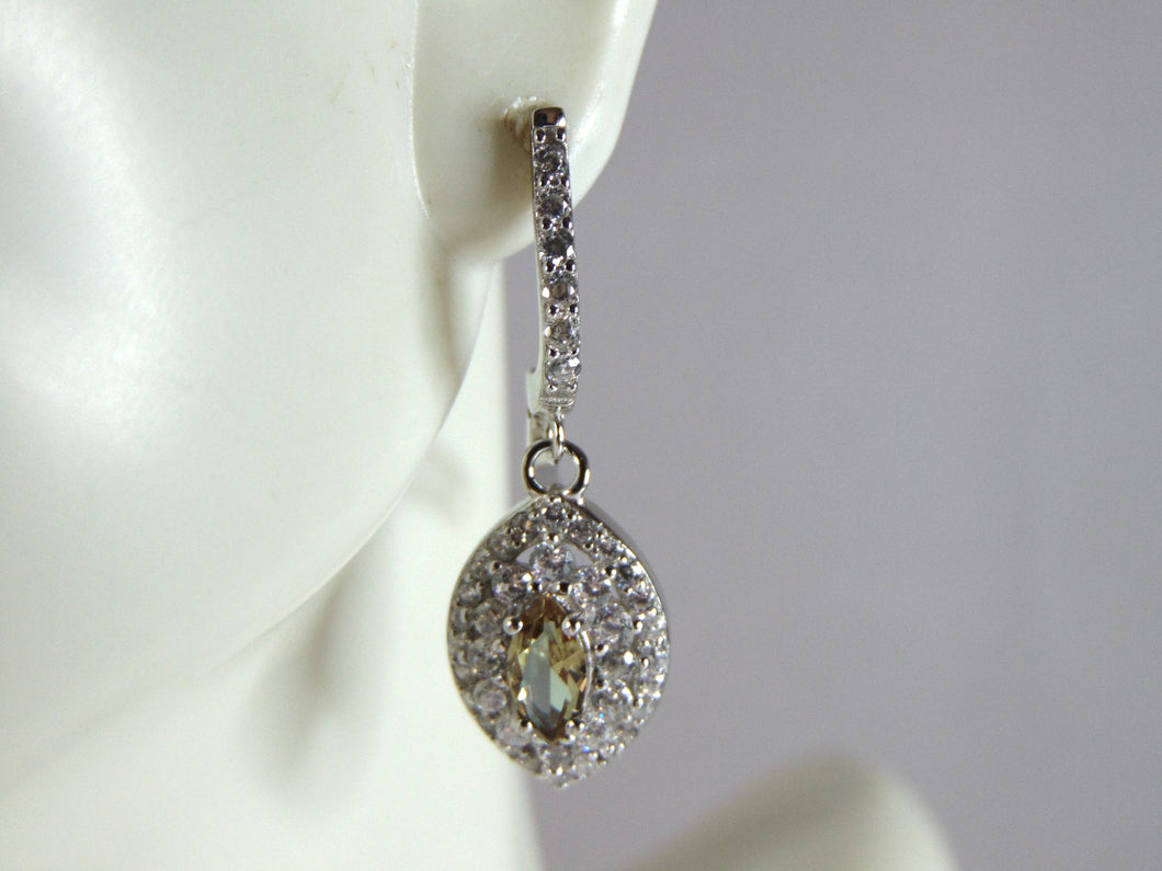 Womens Estate Sterling Silver Citrine Dangle Earrings 5.5g E2648