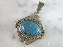 Load image into Gallery viewer, Womens Vintage Estate Sterling Silver Turquoise Pendant 18.6g E2662