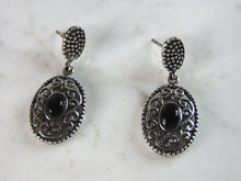 Load image into Gallery viewer, Womens Vintage Estate Sterling Silver Onyx Earrings 5.3g E2665