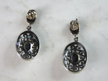 Load image into Gallery viewer, Womens Vintage Estate Sterling Silver Onyx Earrings 5.3g E2665