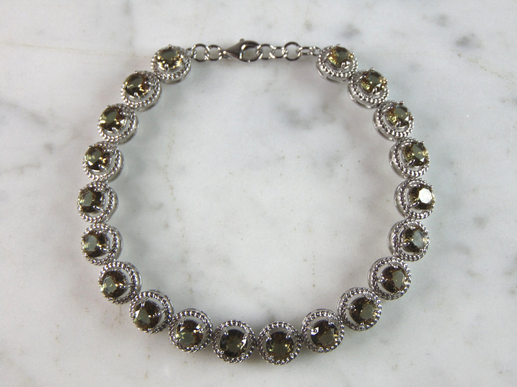 Womens Estate Sterling Silver Modernist Citrine Bracelet 13.8g E2693