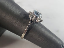 Load image into Gallery viewer, Womens Vintage Estate 14K White Gold Topaz Diamond Ring 2.4g E2729