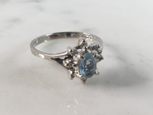 Load image into Gallery viewer, Womens Vintage Estate 14K White Gold Topaz Diamond Ring 2.4g E2729