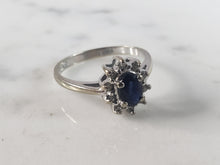 Load image into Gallery viewer, Womens Vintage Estate 10K Gold Sapphire &amp; Diamond Ring 2.3g E2737