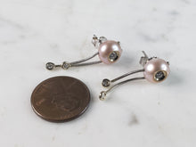 Load image into Gallery viewer, Womens Vintage Estate 14K White Gold Earrings W/ Diamonds &amp; Pearls 3.4g #E2845