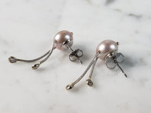 Load image into Gallery viewer, Womens Vintage Estate 14K White Gold Earrings W/ Diamonds &amp; Pearls 3.4g #E2845