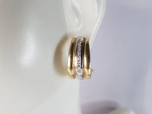 Load image into Gallery viewer, Womens Vintage Estate 14K Yellow &amp; White Gold Diamond Hoop Earrings, 7.0g E2846