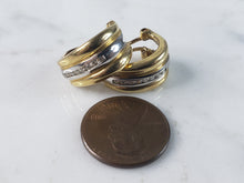 Load image into Gallery viewer, Womens Vintage Estate 14K Yellow &amp; White Gold Diamond Hoop Earrings, 7.0g E2846