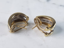 Load image into Gallery viewer, Womens Vintage Estate 14K Yellow &amp; White Gold Diamond Hoop Earrings, 7.0g E2846