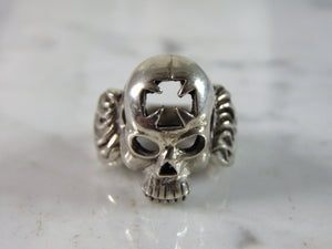 Mens Vintage Estate Sterling Silver Skull Ring 12.2g E2858