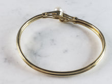 Load image into Gallery viewer, Womens Vintage Estate 14k Gold Pearl &amp; Diamond Bangle Bracelet 12.9g E2935