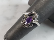 Load image into Gallery viewer, Womens Vintage Estate 14K White Gold Amethyst &amp; Diamond Ring 4.5g E2995