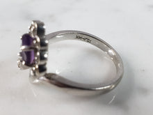 Load image into Gallery viewer, Womens Vintage Estate 14K White Gold Amethyst &amp; Diamond Ring 4.5g E2995