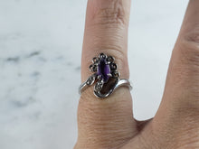 Load image into Gallery viewer, Womens Vintage Estate 14K White Gold Amethyst &amp; Diamond Ring 4.5g E2995