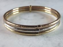 Load image into Gallery viewer, Womens Vintage Estate 14K Multi-Tone Gold Bangle Bracelet 10.6g E3109