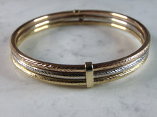 Load image into Gallery viewer, Womens Vintage Estate 14K Multi-Tone Gold Bangle Bracelet 10.6g E3109
