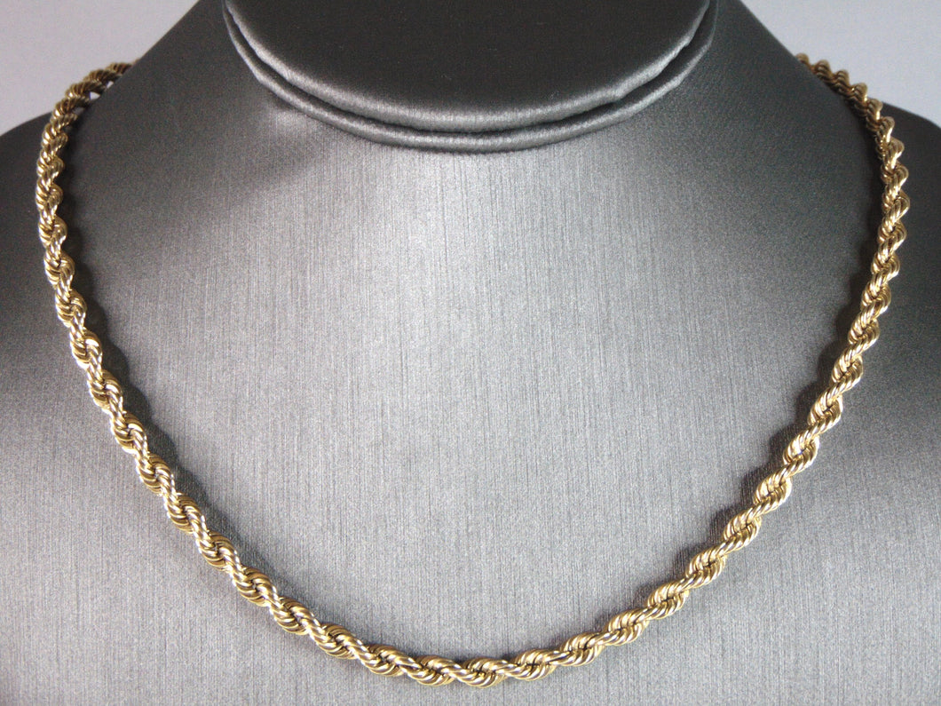 Mens Vintage Estate 14K Yellow Gold  Rope Necklace 39.2g E3116