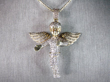 Load image into Gallery viewer, Womens Vintage Estate Sterling Silver Gold Tone CZ Angel Pendant &amp; Necklace 23.8g E3120