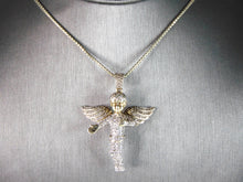 Load image into Gallery viewer, Womens Vintage Estate Sterling Silver Gold Tone CZ Angel Pendant &amp; Necklace 23.8g E3120