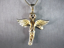 Load image into Gallery viewer, Womens Vintage Estate Sterling Silver Gold Tone CZ Angel Pendant &amp; Necklace 23.8g E3120