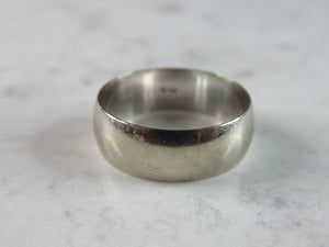 Mens Vintage Estate 14K White Gold Wedding Band Ring 6.1g E3134