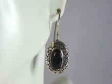 Load image into Gallery viewer, Womens Vintage Estate Sterling Silver Onyx Earrings 6g E3214