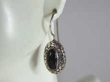 Load image into Gallery viewer, Womens Vintage Estate Sterling Silver Onyx Earrings 6g E3214