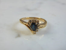 Load image into Gallery viewer, Womens Vintage Estate 14K Yellow Gold Sapphire &amp; Diamond Ring  3.1g #E3227