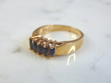 Load image into Gallery viewer, Womens Vintage Estate 10k Gold Ring w/ Blue Sapphire ? Stones 4.0g E3244