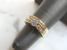 Load image into Gallery viewer, Womens Vintage Estate 10K Yellow Gold Diamond Wedding Ring Set 4.4g E3254