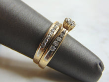 Load image into Gallery viewer, Womens Vintage Estate 10K Yellow Gold Diamond Wedding Ring Set 4.4g E3254