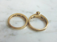 Load image into Gallery viewer, Womens Vintage Estate 10K Yellow Gold Diamond Wedding Ring Set 4.4g E3254