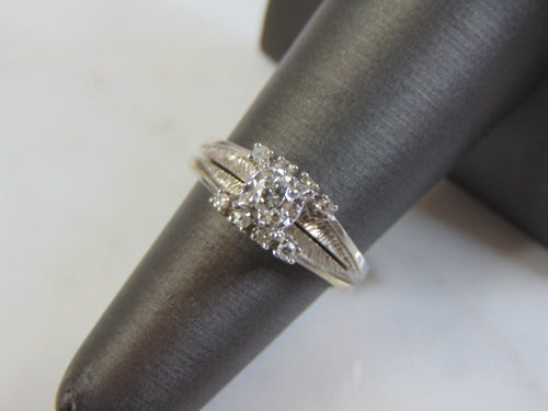 Vintage Estate Women's 14K White Gold, Diamond Engagement Ring Set, 4.4g E3261