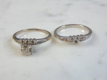 Load image into Gallery viewer, Vintage Estate Women&#39;s 14K White Gold, Diamond Engagement Ring Set, 4.4g E3261