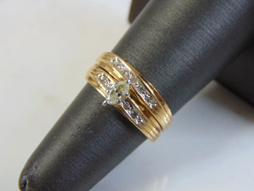 Vintage Estate Women's 14K Yellow Gold, Diamond Engagement Ring Set, 3.9g E3265