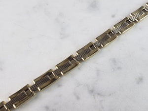 Mens Vintage Estate 14K Yellow & White Gold Chain Link Bracelet 18.3g E3275