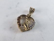 Load image into Gallery viewer, Womens Vintage Estate 10K Yellow &amp; Rose Gold Heart Cross Pendant  3.3g E3280