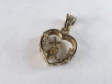 Load image into Gallery viewer, Womens Vintage Estate 10K Yellow &amp; Rose Gold Heart Cross Pendant  3.3g E3280