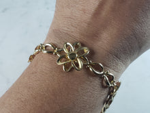 Load image into Gallery viewer, Womens Vintage Estate 14K Yellow Gold Flower Italian Bracelet 9.9g E3282