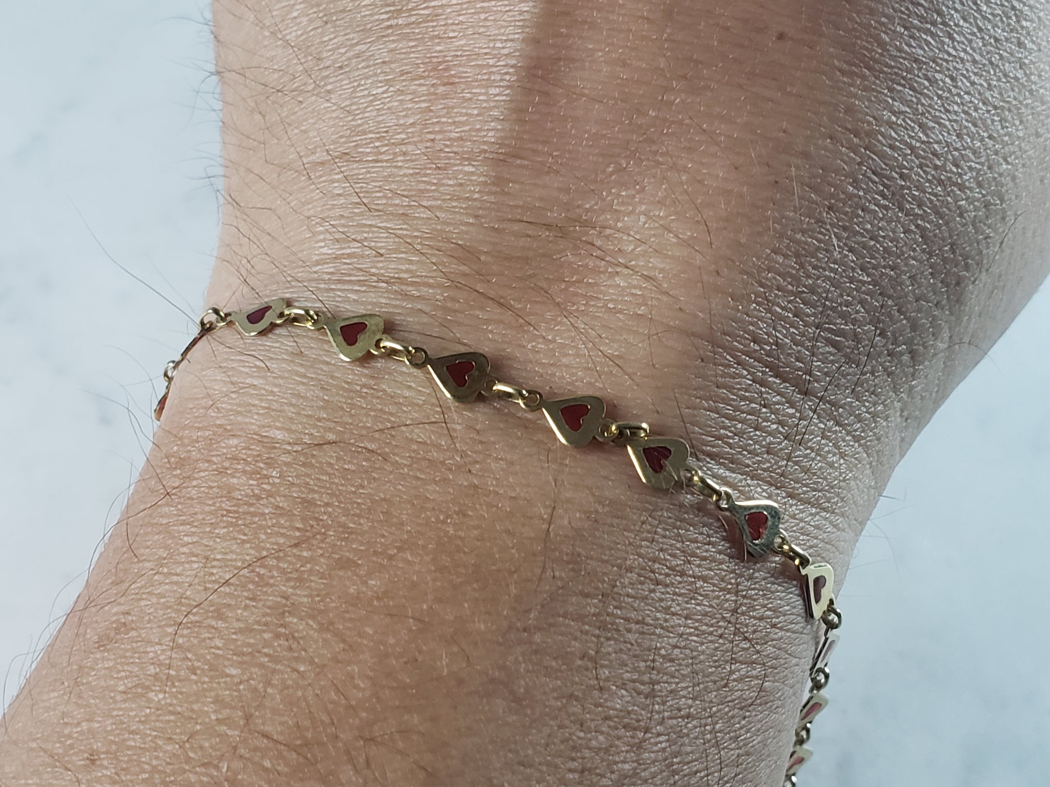 Vintage 10K Gold XO Heart Chain Bracelet - Ruby Lane