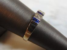 Load image into Gallery viewer, Womens  Estate 14K White Gold Band Ring w/ Blue Sapphires &amp; Diamonds 4.1g E3362