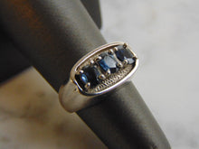 Load image into Gallery viewer, Womens Sterling Silver Ring w/ Sapphire Colored Stones 6.9g #E3416
