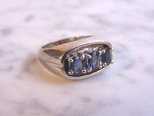 Load image into Gallery viewer, Womens Sterling Silver Ring w/ Sapphire Colored Stones 6.9g #E3416
