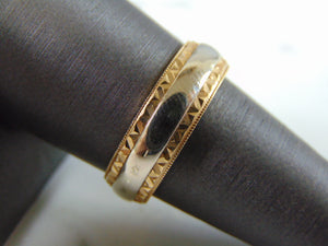 Mens Vintage Estate 14K White & Yellow Gold Wedding Band Ring, 7.3g E3417